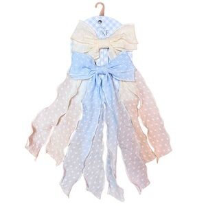 Cute White and Blue Ribbon Hair Bows